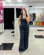 BLACK PRINT VEST & PANT SET