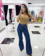 DENIM WIDE BOOTCUT PANTS