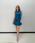 TEAL FLOWER DETAIL DRESS