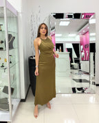 SMOKE OLIVE CUT OUT DRESS