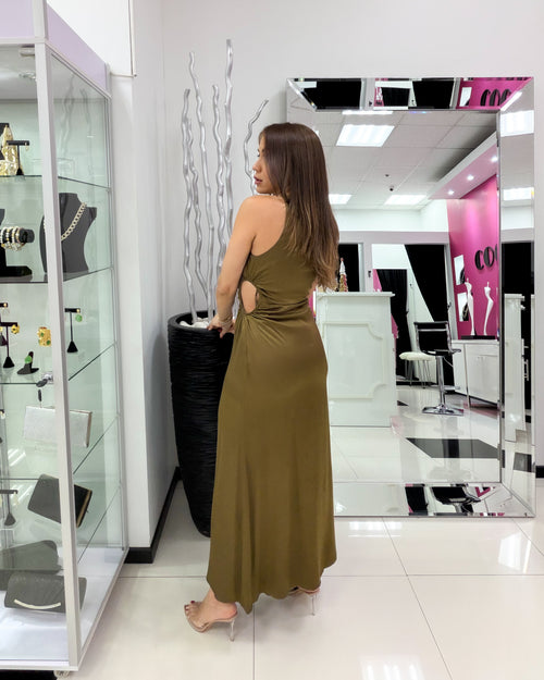 SMOKE OLIVE CUT OUT DRESS