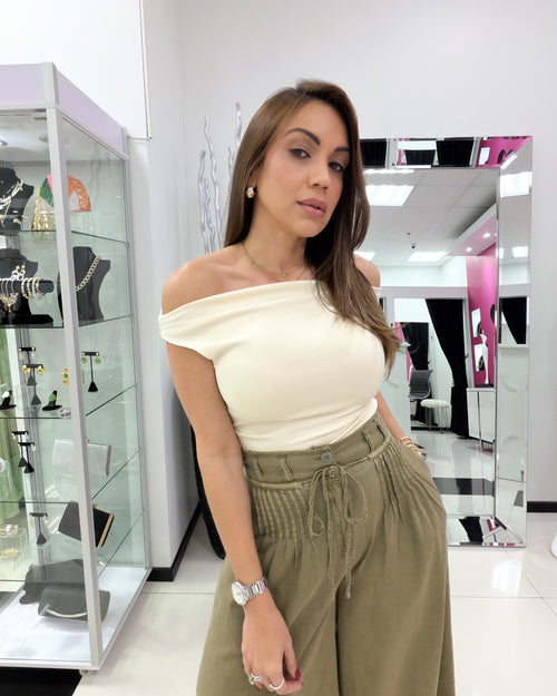 OLIVE WIDE LEG PANT