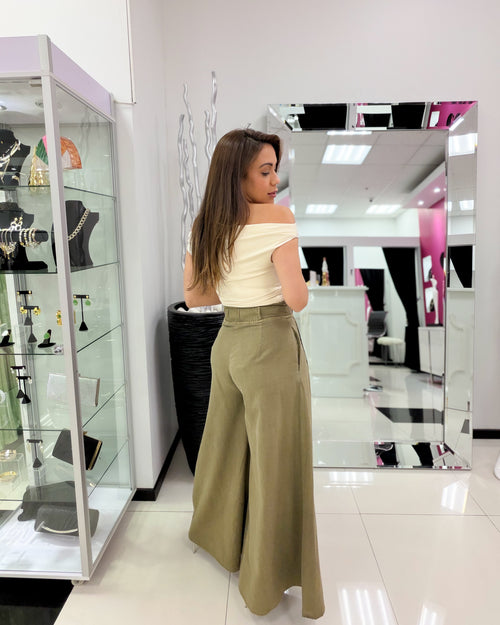 OLIVE WIDE LEG PANT