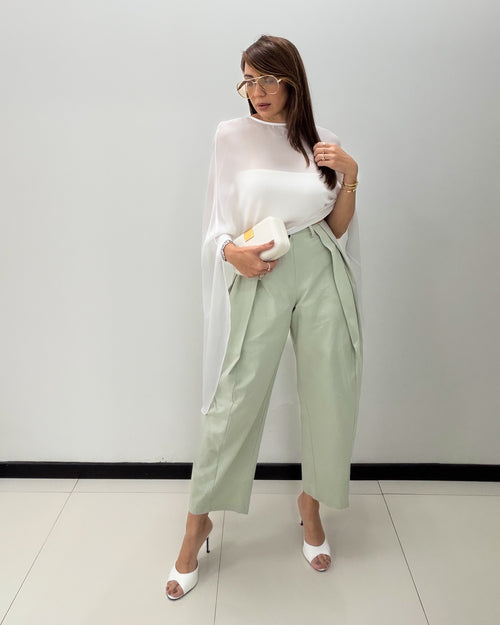 WHITE CAPE BLOUSE