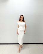 OFF SHOULDER KNIT MIDI SKIRT SET