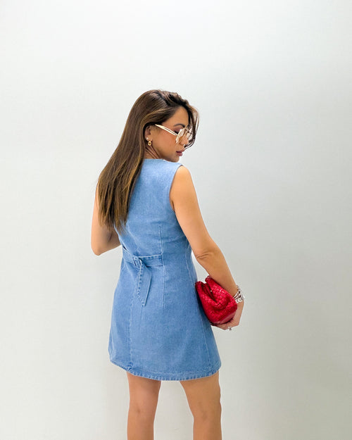 DENIM BUTTON DOWN MINI DRESS
