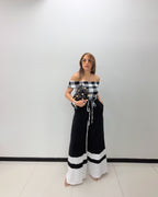 BLACK/WHITE WIDE PANTS