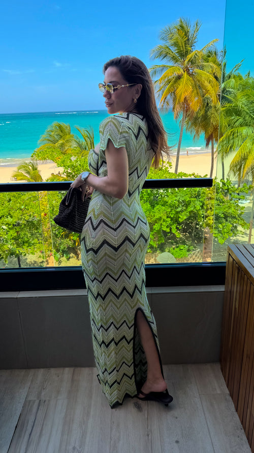 GREEN MULTI DRESS