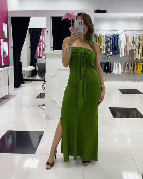 GREEN LINEN MAXI DRESS