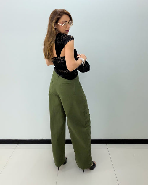 ARMY GREEN BARREL PANT
