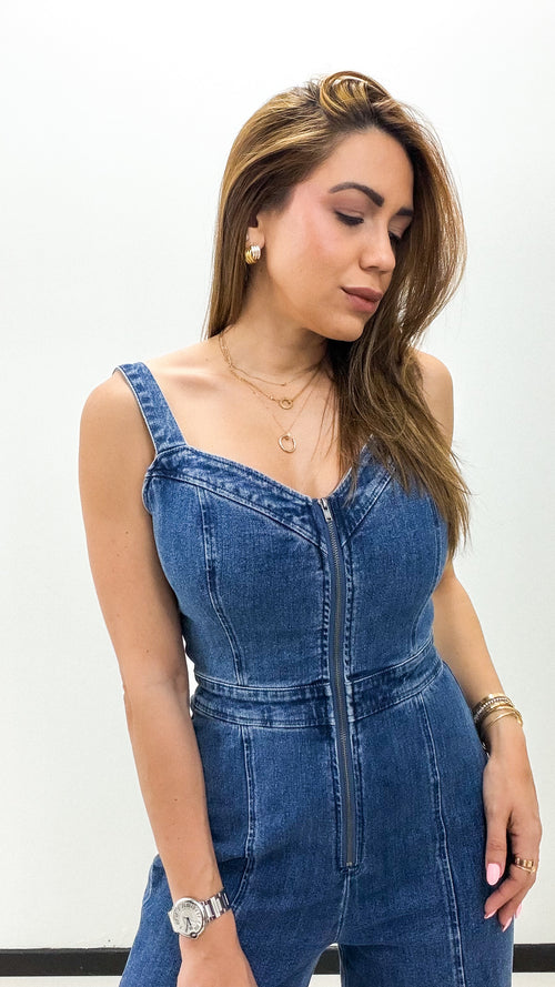 WASHED DENIM JUMPSUIT