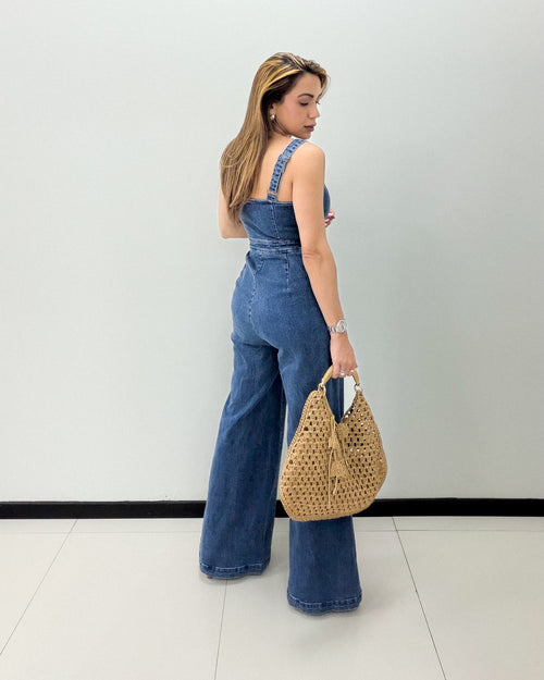 WASHED DENIM JUMPSUIT