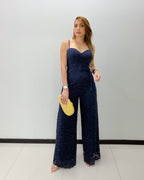 NAVY LACE JUMPSUIT
