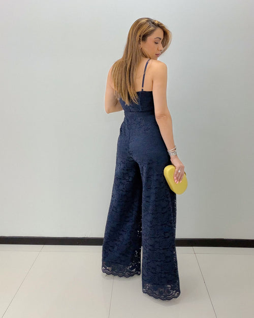 NAVY LACE JUMPSUIT