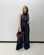 DARK DENIM HALTER JUMPSUIT