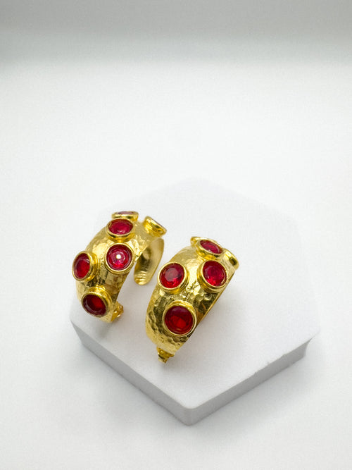 GOLD HOOPS WITH CRYSTALS