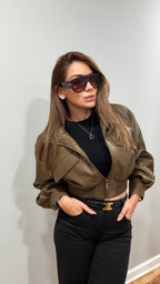 FAUX LEATHER CROP JACKET