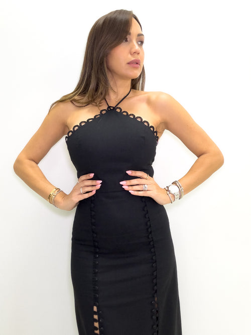 BLACK LACE UP MAXI DRESS