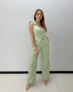 BOW DETAIL VEST PANT SET