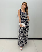 NAVY FLOWER DETAIL PANT SET