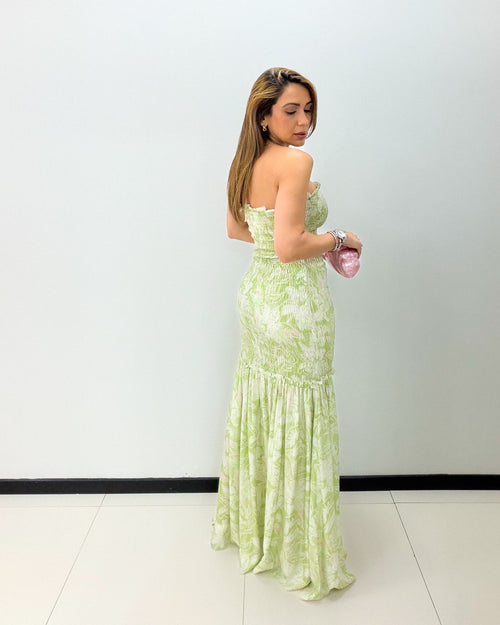 PISTACHIO SCRUNCH MAXI DRESS