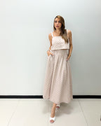 MAUVE POLKA DOTS SKIRT SET
