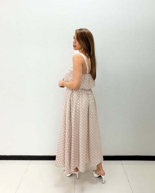 MAUVE POLKA DOTS SKIRT SET
