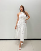 HALTER LACE MIDI DRESS