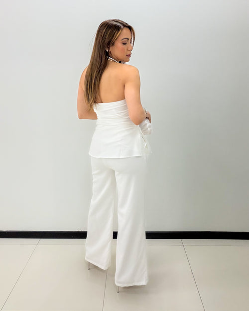 WHITE LINEN PANT SET