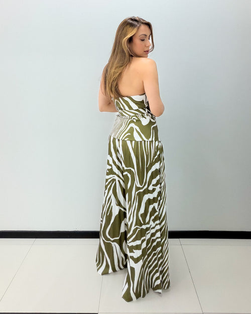 GREEN PRINT PANT SET