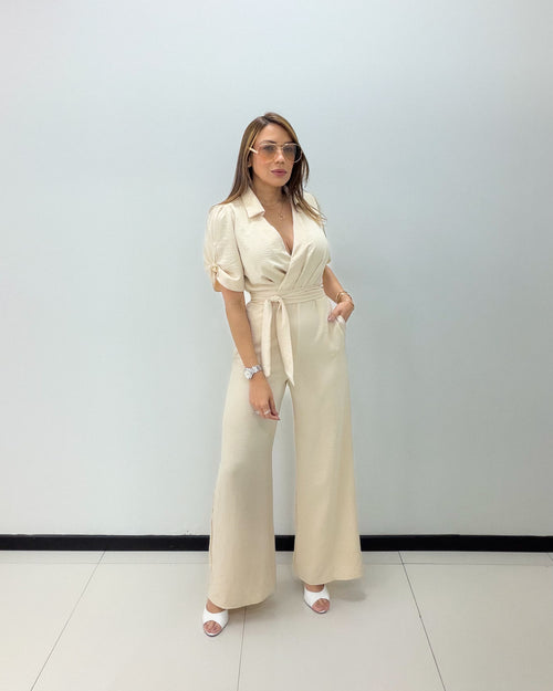 TRIM DETAILED SLEEVE JUMPSUIT