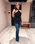 ASYMMETRICAL HALTER TOP