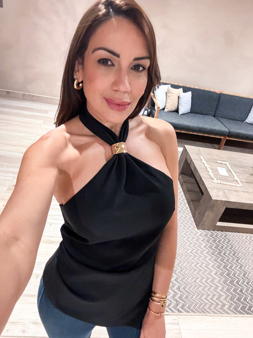 ASYMMETRICAL HALTER TOP