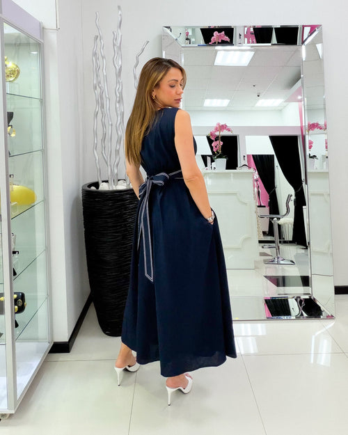 NAVY MIDI DRESS