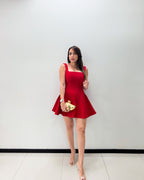 SQUARE NECK FLARE MINI DRESS