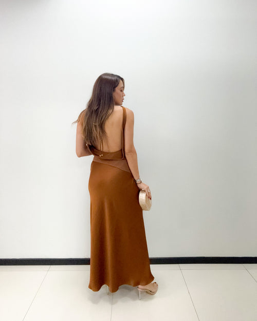 COCOA SATIN FORMAL DRESS
