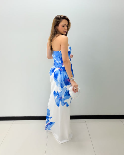 BLUE FLOWER MAXI DRESS
