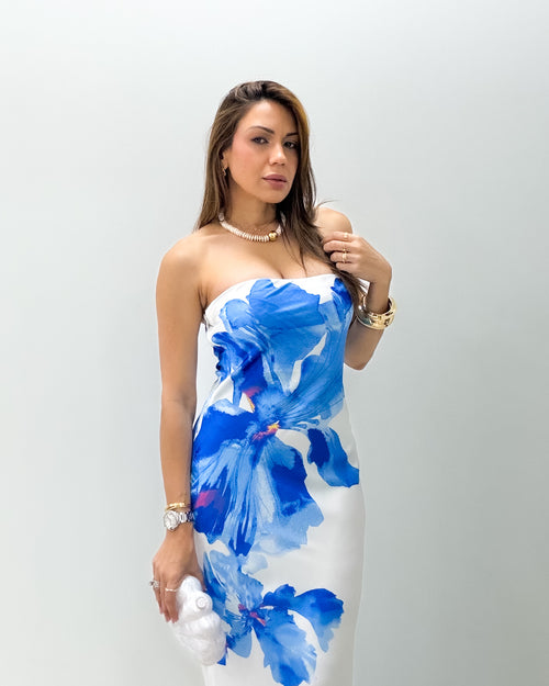 BLUE FLOWER MAXI DRESS