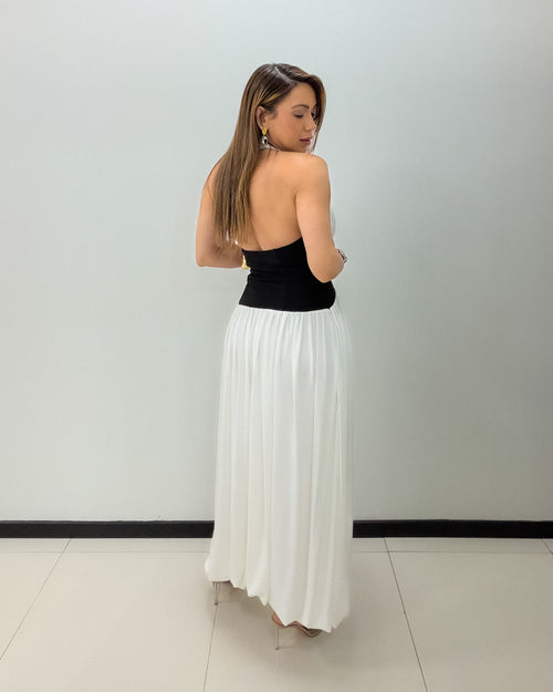 WHITE-BLACK MAXI DRESS