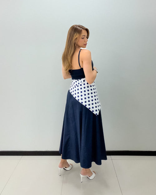NAVY POLKA DOTS DRESS