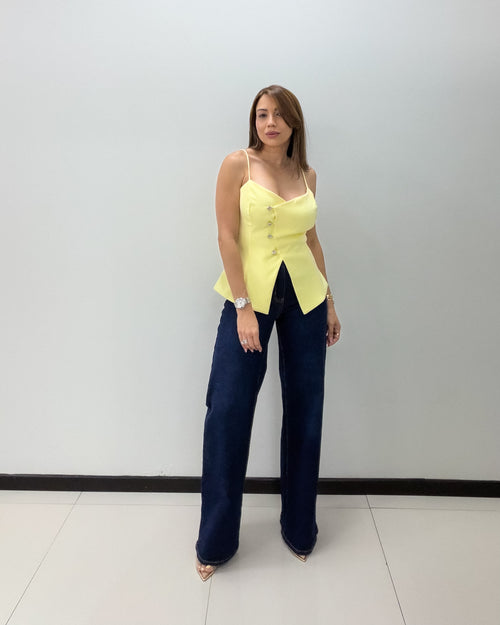 YELLOW ASYMMETRICAL TOP