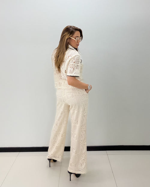CROCHET CONTRAST PANT SET