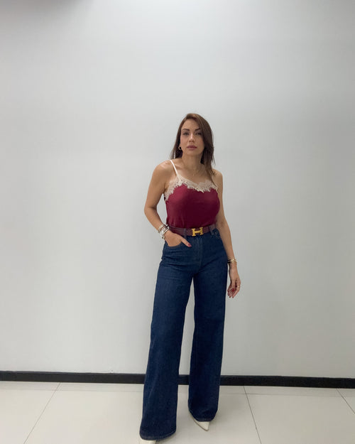 LACE SATIN TOP