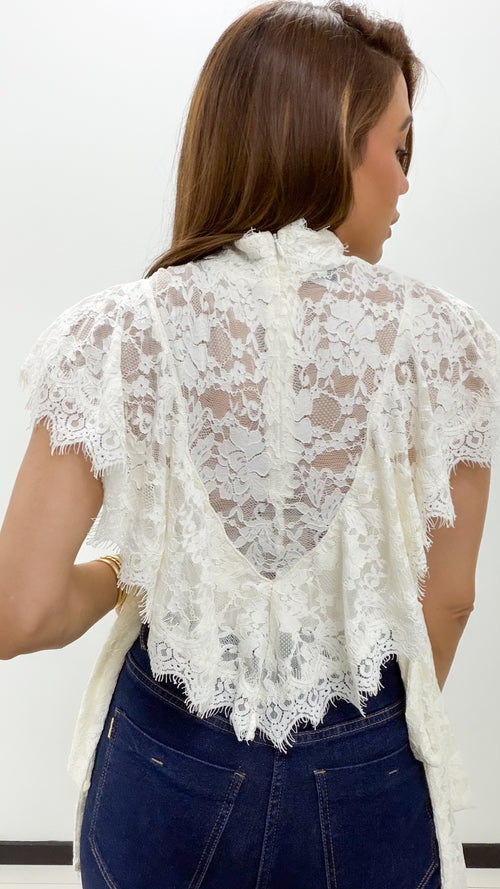 CREAM LACE TOP