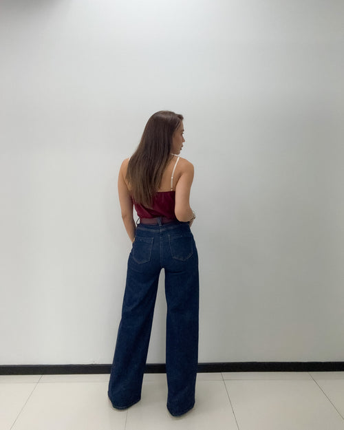 DARK HIGH-RISE WIDE LEG JEANS