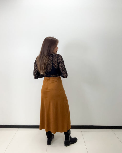 SUEDE A-LINE SKIRT