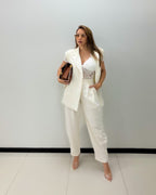 IVORY PLEATED TROUSERS
