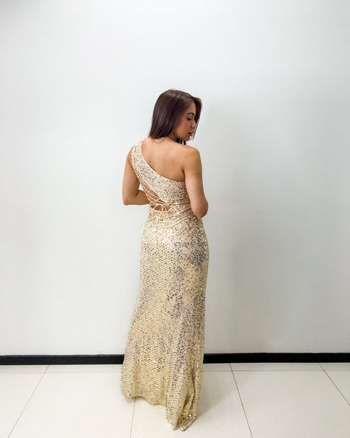 ONE SHOULDER SEQUINS FORMAL DRESS