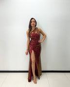ONE SHOULDER SEQUINS FORMAL DRESS