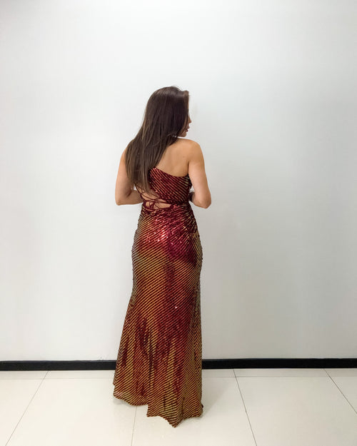 ONE SHOULDER SEQUINS FORMAL DRESS